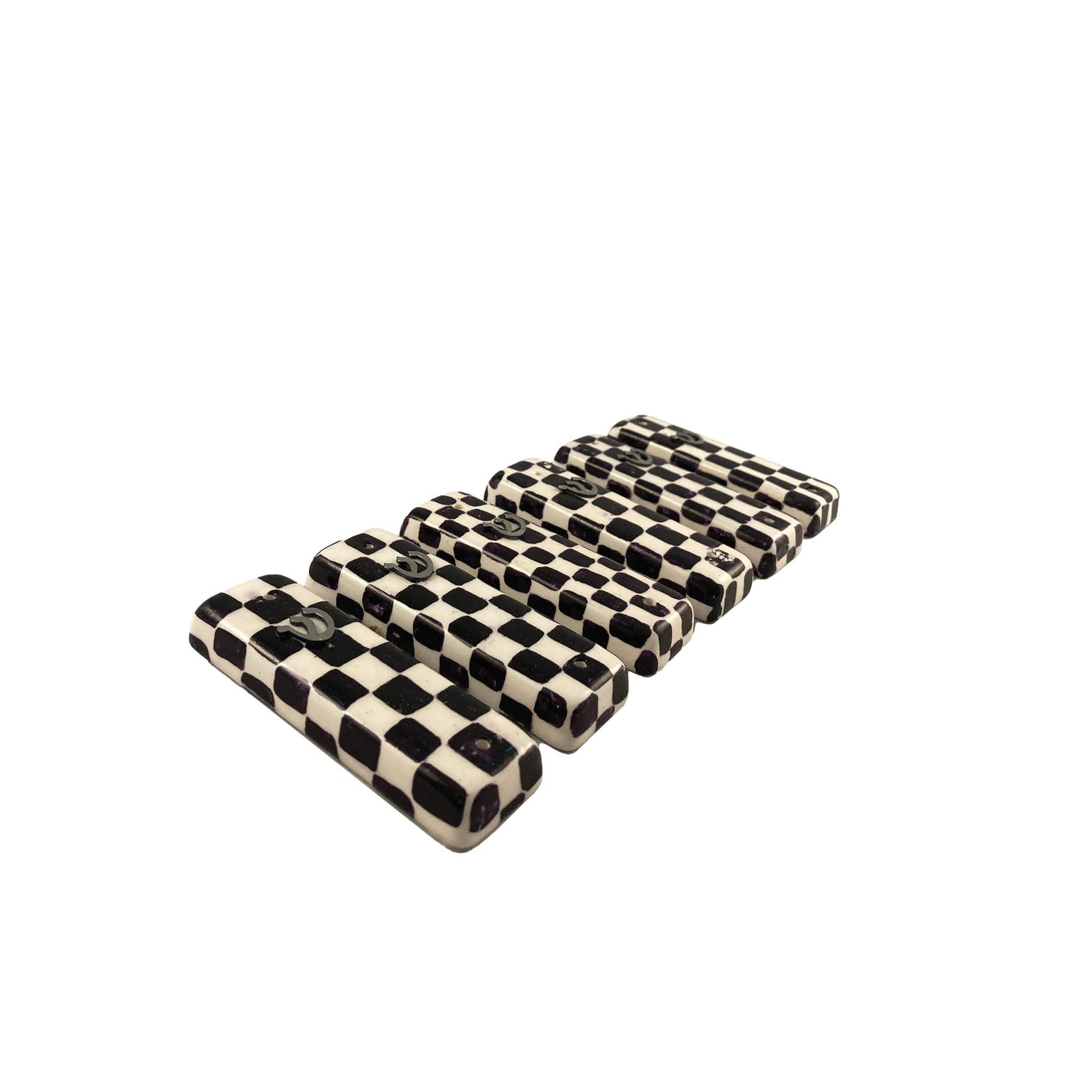 Plain checkerboard mezuzah case — ceramic case with simple checker pattern | Judaica Square Lakewood (view 4)