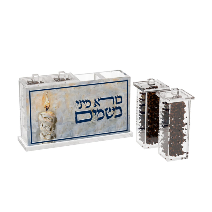 Family Pack Besamim Holder - Golden Flame — Havdalah — four acrylic besamim holders in the Golden Flame design | Judaica Square Lakewood