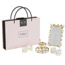 Golden Branch Rosh Hashanah Gift Box Set — Honey Dish, Napkin Rings & Simanim Card — gold branch honey dish, napkin rings and simanim card in a gift box | Judaica Square Lakewood