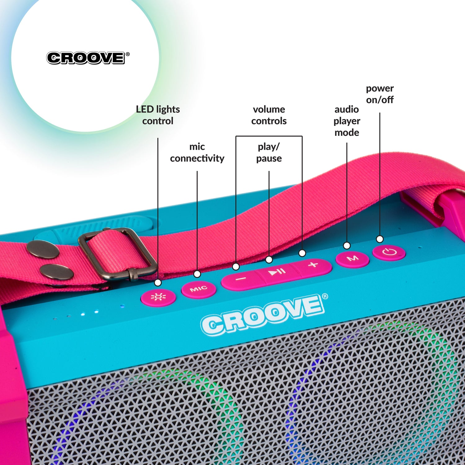Croove Sling & Sing Portable Karaoke Machine - Bluetooth Speaker & Mic — kids set, view 6 | Judaica Square Lakewood