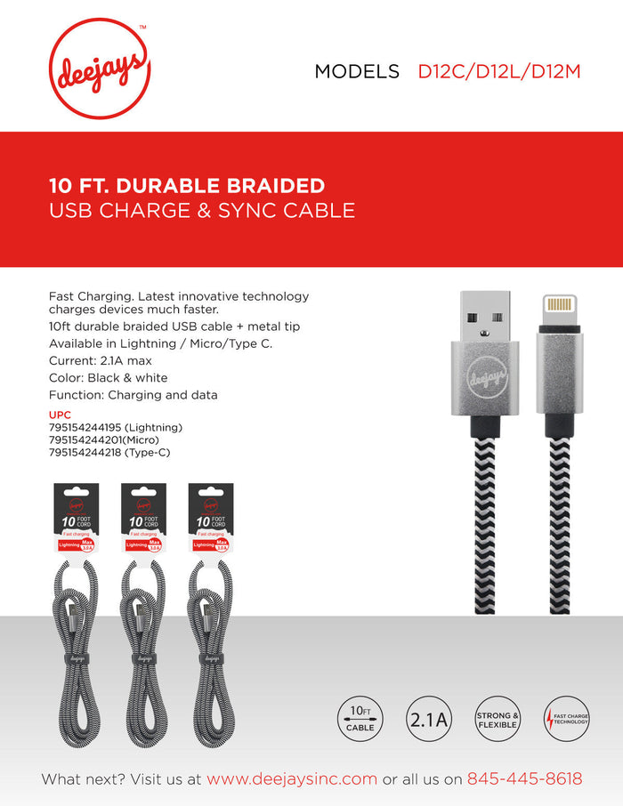 D12 10FT USB Cable — USB cable | Judaica Square Lakewood