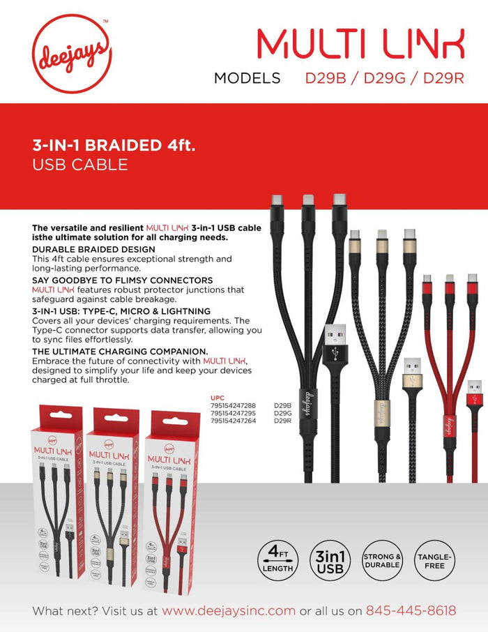 D29 Multi Link 3-in-1 Usb Cable — USB cable | Judaica Square Lakewood