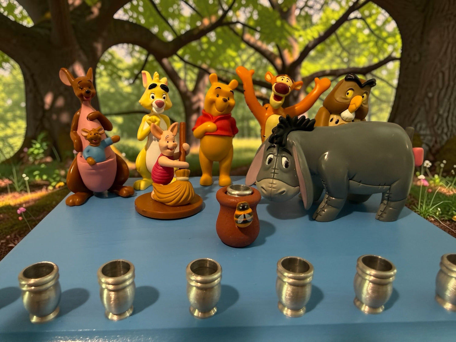 Classic Winnie the Pooh Menorah — Pooh and Tigger figures with honey pot shamash | Judaica Square Lakewood (view 15)