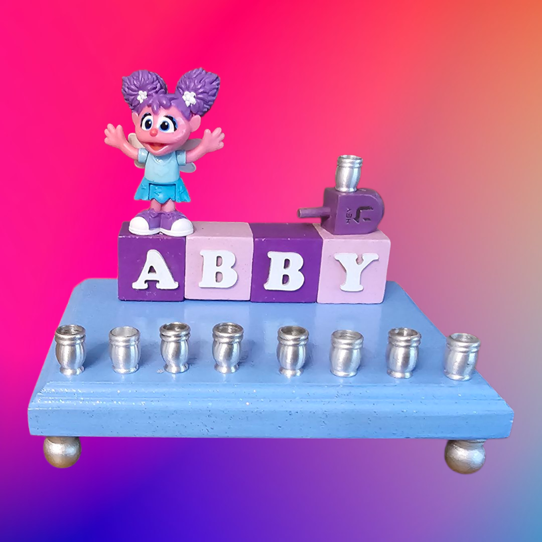 Sesame Street Menorah — Elmo, Bert, Ernie and friends with wooden dreidel shamash | Judaica Square Lakewood (view 7)