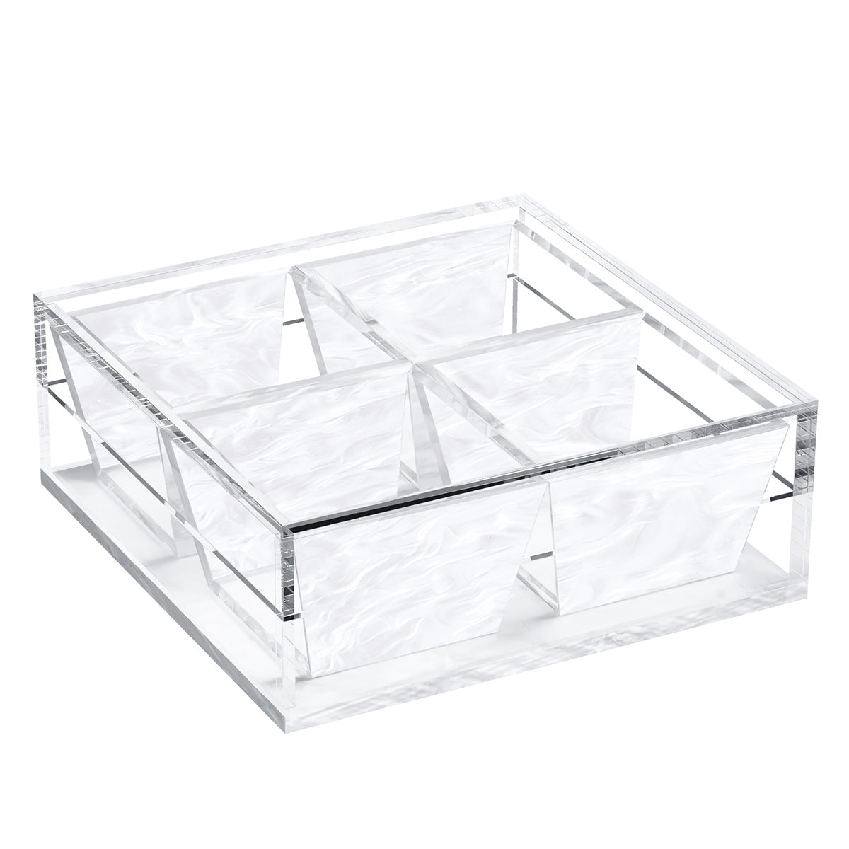 Compartment Dish (4 Dishes) - White Pearl — Fridge Magnet | Judaica Square Lakewood