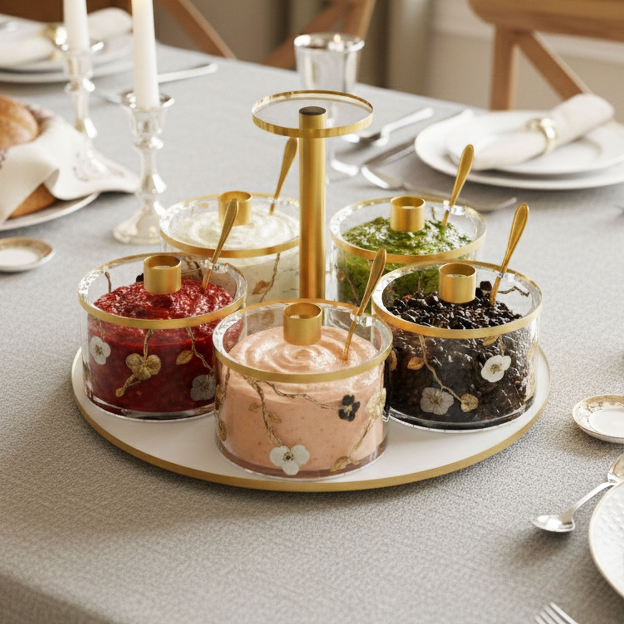 Ornate Garden Swivel Dip Dish (5 Dishes) — Fridge Magnet | Judaica Square Lakewood