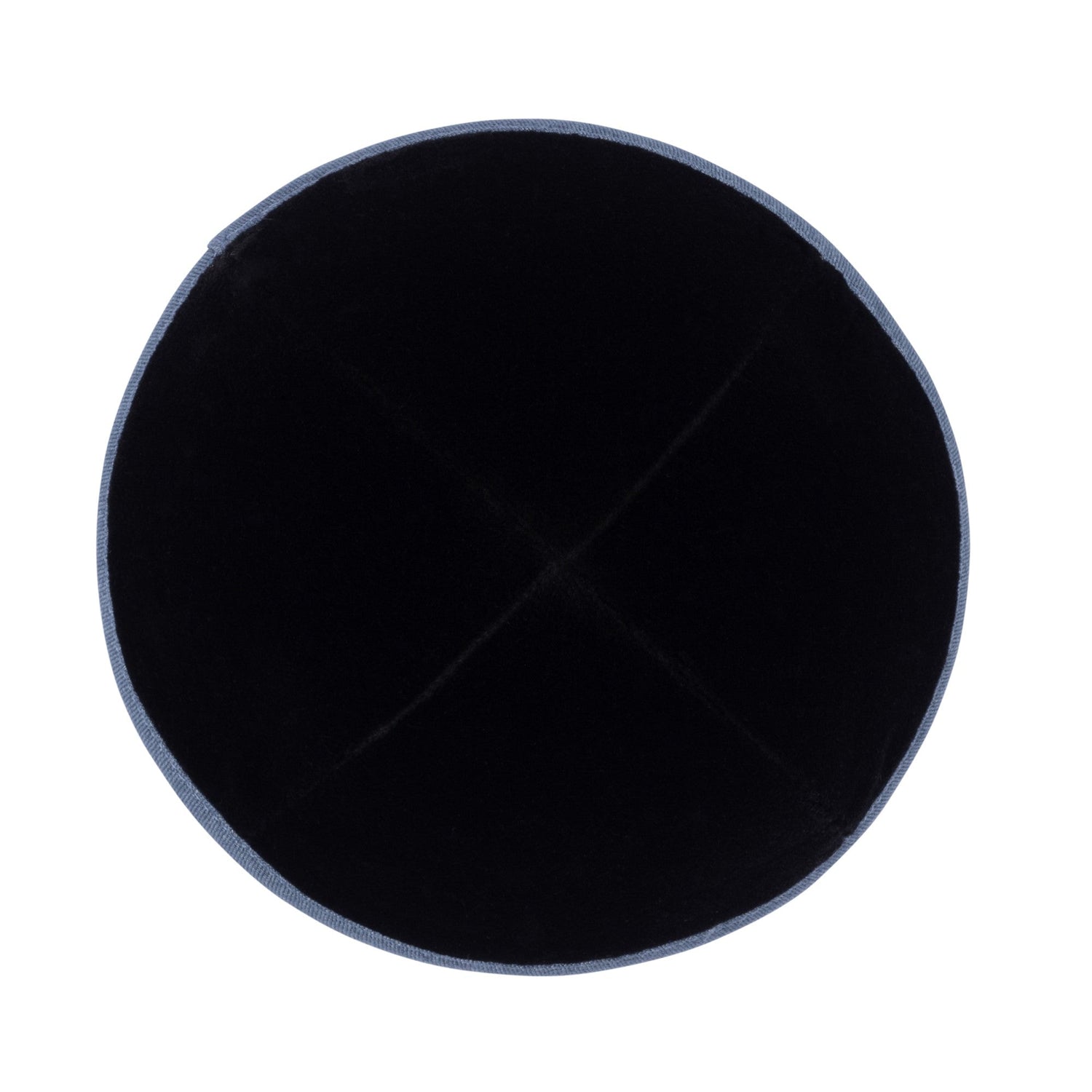 Black Denim Kippah - showing rim trim, six-panel construction