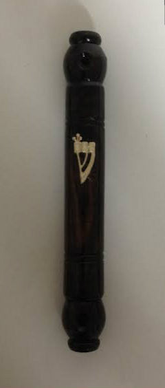 Dark Wood Round Mezuzah Case 10cm
