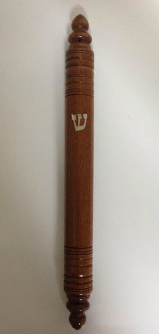 Dark Wood Round Mezuzah Case 24cm