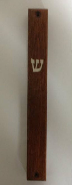Dark Wood Flat Mezuzah Case 18cm