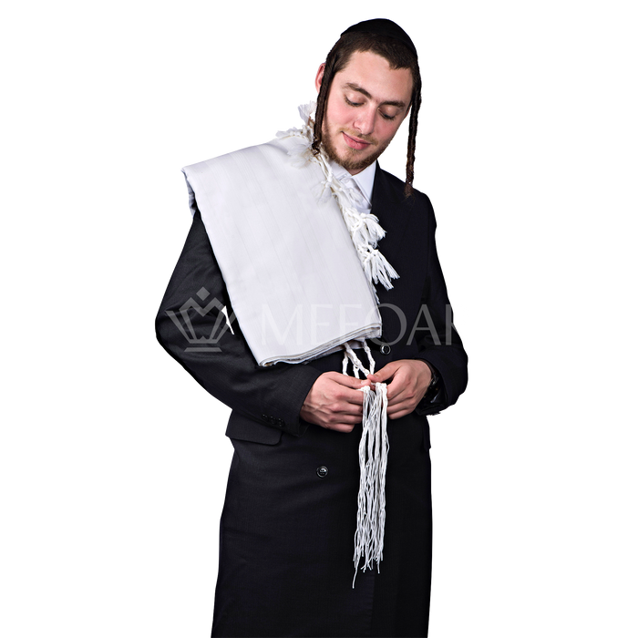 Tallis Wool Hamefoar - Deluxe - White Stripes - Tallis | Judaica Square Lakewood