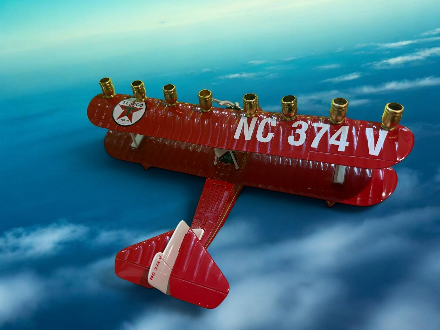 Vintage Airplane Menorah — die-cast metal plane bank fitted with aluminum cups | Judaica Square Lakewood (view 14)