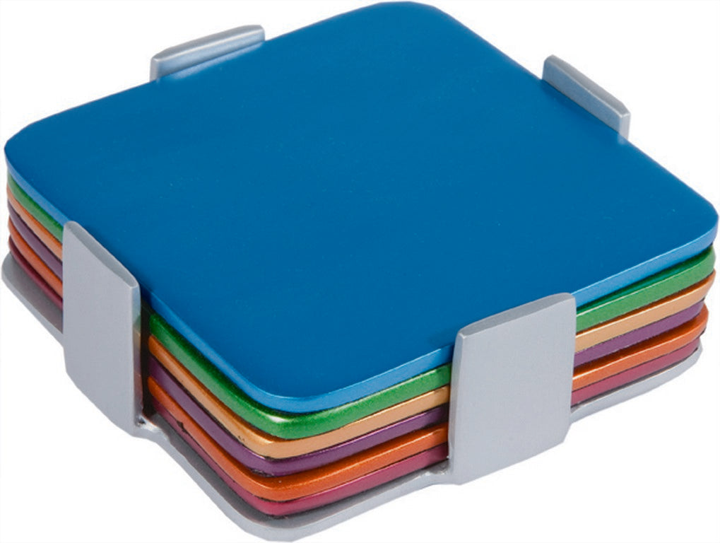 Set of 6 Aluminum Coasters - Multi Color (EM-COM-2)