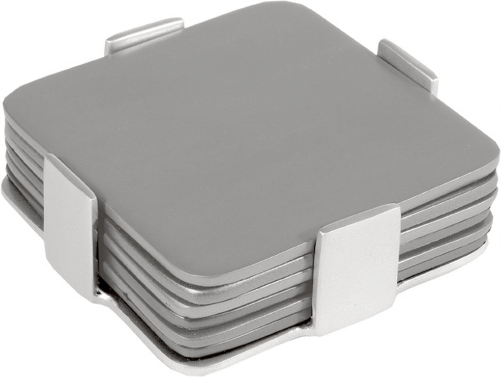 Set of 6 Aluminum Coasters Silver (EM-COM-1)