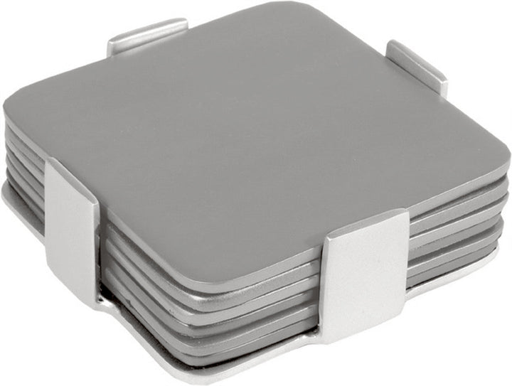Set of 6 Aluminum Coasters Silver