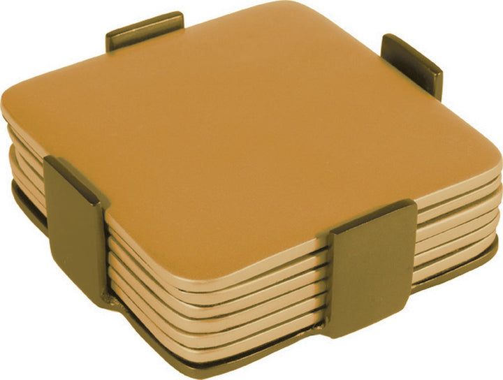 Set of 6 Aluminum Coasters Gold