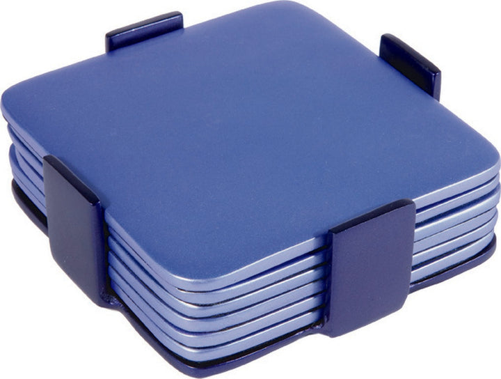 Set of 6 Aluminum Coasters Blue