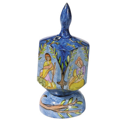Emanuel Painted Large Dreidel With Stand (Nes Haya PO)