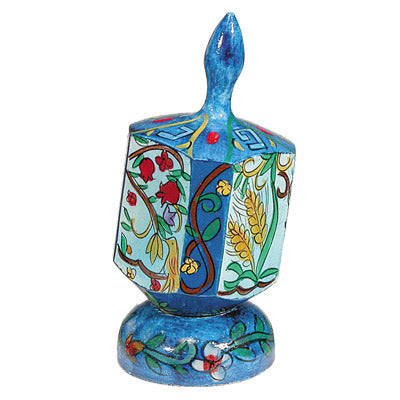 Emanuel Painted Large Dreidel With Stand (Nes Haya PO)