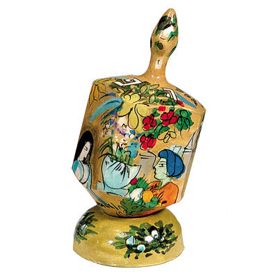 Emanuel Painted Large Dreidel With Stand (Nes Haya PO)