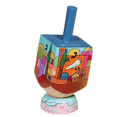 Emanuel Painted Small Dreidel With Stand (EM-DRS-12B)