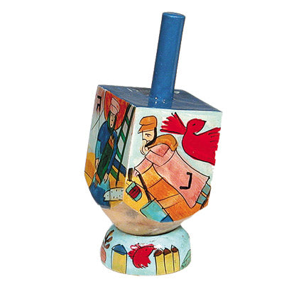 Emanuel Painted Small Dreidel With Stand (Nes Haya PO)