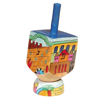 Emanuel Painted Small Dreidel With Stand (EM-DRS1B)