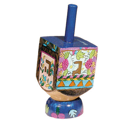 Emanuel Painted Small Dreidel With Stand (Nes Haya PO)