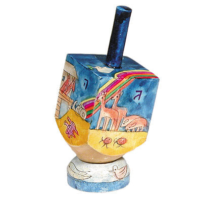 Emanuel Painted Small Dreidel With Stand (Nes Haya PO) (EM-DRS5A)