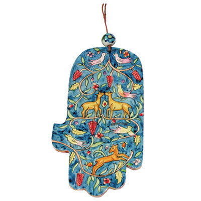 Emanuel Large Wood Painted Hamsa Oriental (EM-HAL5)