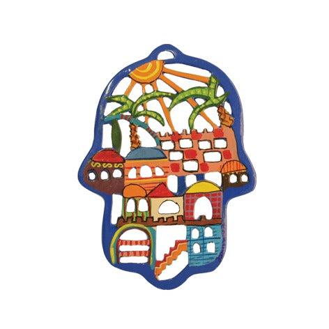 Laser Cut Hand Painted Hamsa Jerusalem