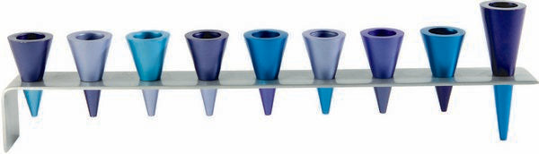 Metal Strip Cone Menorah Blues