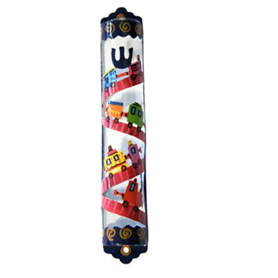 Laser Cutout Mezuzah Trains