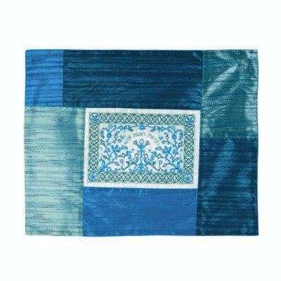 Patched Embroidered Challah Cover Shades of  Blue Papercut (EM-PCC7)