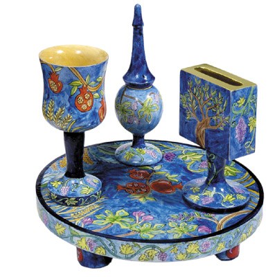 Yair Emanuel Wooden Havdallah Set - The Seven Species HAV-4