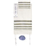 Yair emanuel hand woven Raw Silk Tallit with Embroidered Atara  - Silver EM-TSW1/21