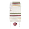 Yair emanuel hand woven Raw Silk Tallit with Embroidered Atara  - Multicolor EM-TSW4/21