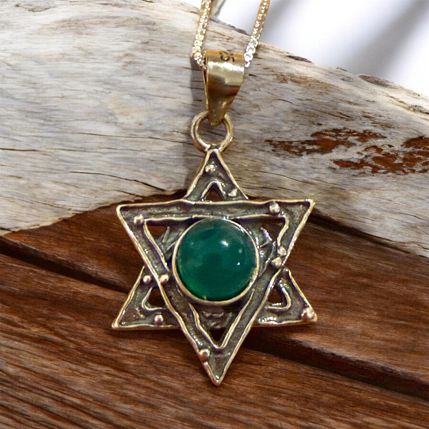 Sterling Star of David pendant with turquoise gemstone center | Judaica Square Lakewood (view 7)