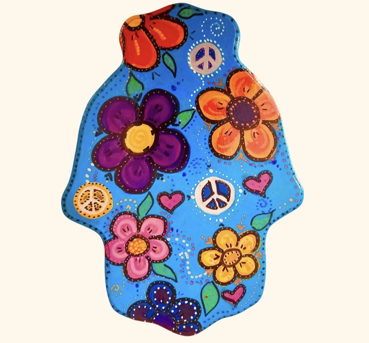 Peace and Jewish star hamsas — two painted MDF designs to choose | Judaica Square Lakewood (view 6)
