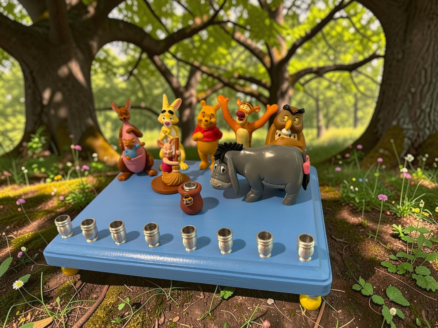 Classic Winnie the Pooh Menorah — Pooh and Tigger figures with honey pot shamash | Judaica Square Lakewood (view 17)