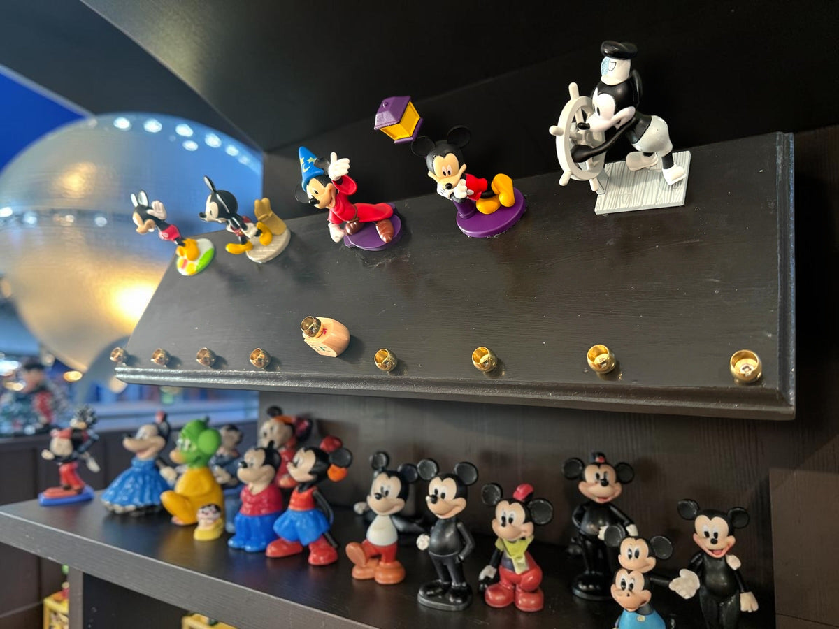 Mickey Mouse anniversary menorah — row of repurposed Disney figures with brass cups | Judaica Square Lakewood (view 7)