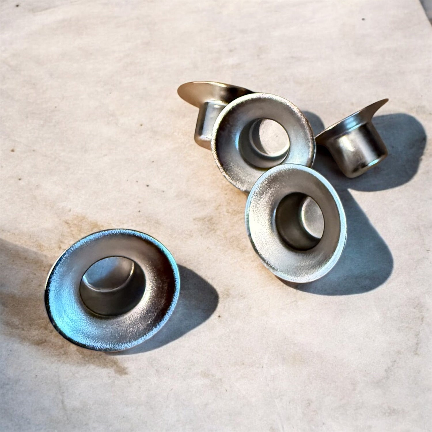 DIY menorah candle cups — nine aluminum cups in silver, blue and gold with screws | Judaica Square Lakewood (view 7)