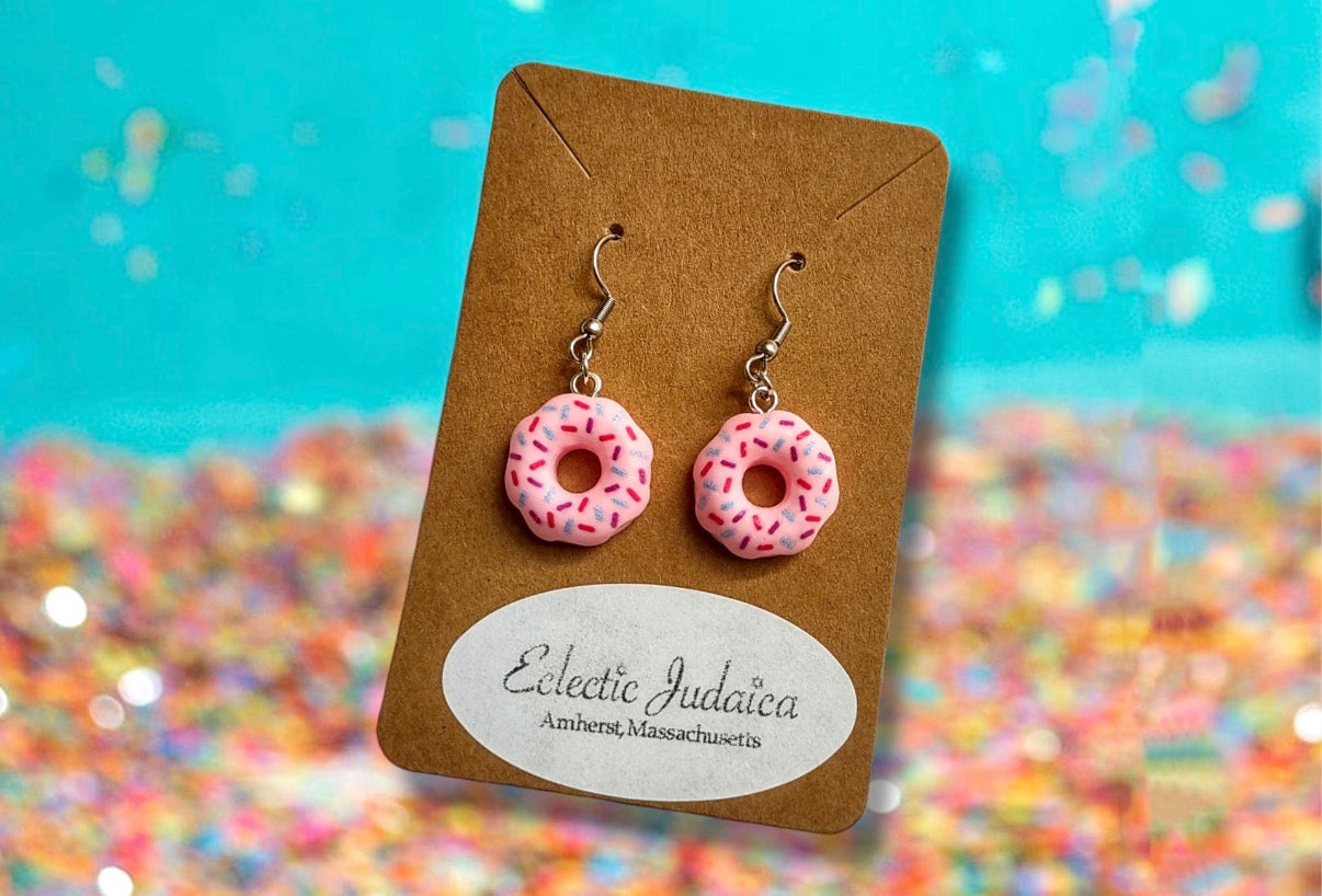 Sprinkle Donut Earrings — frosted donuts with rainbow sprinkles | Judaica Square Lakewood (view 13)
