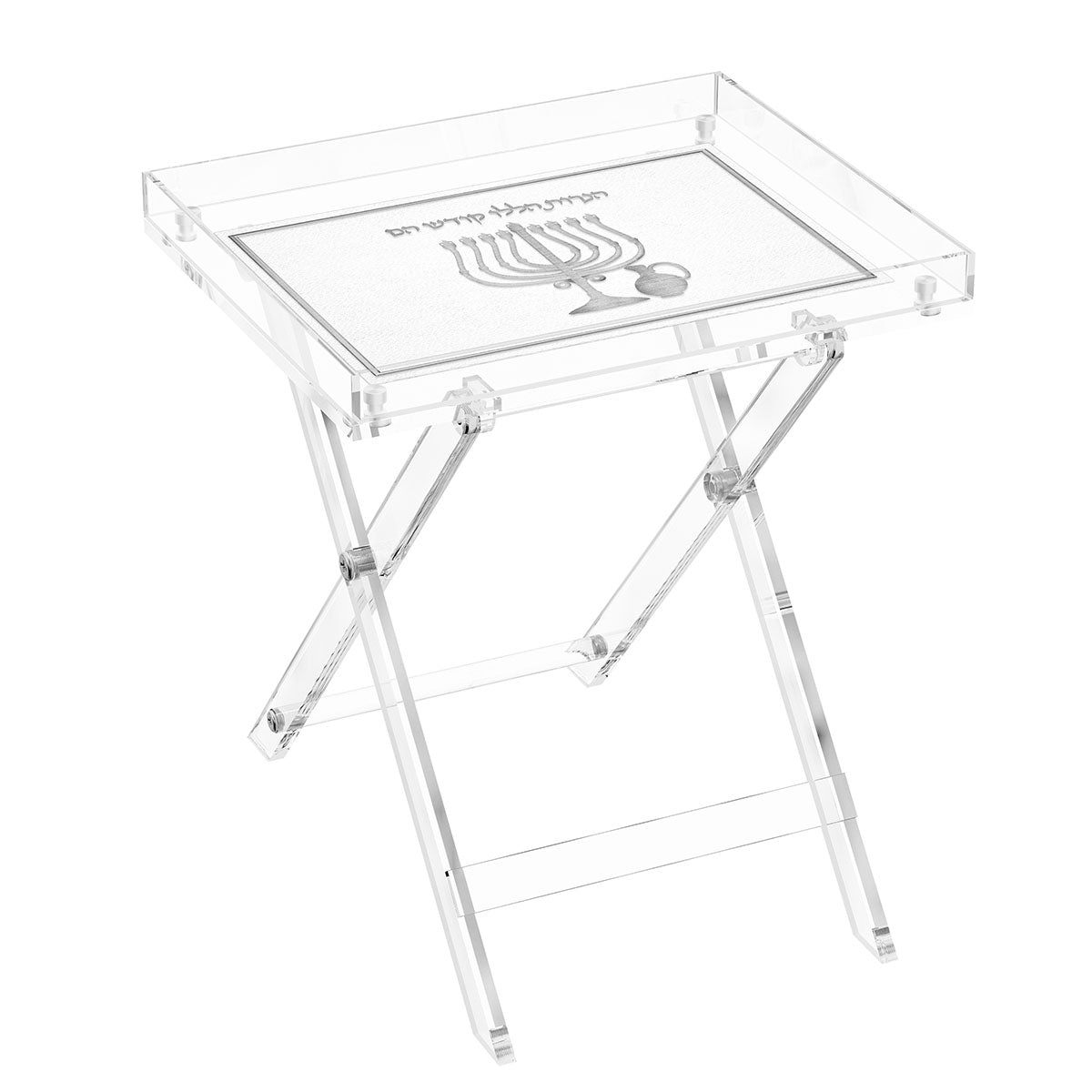 Leatherite Folding Table — Chanukah — Double-sided leather panel for year-round use