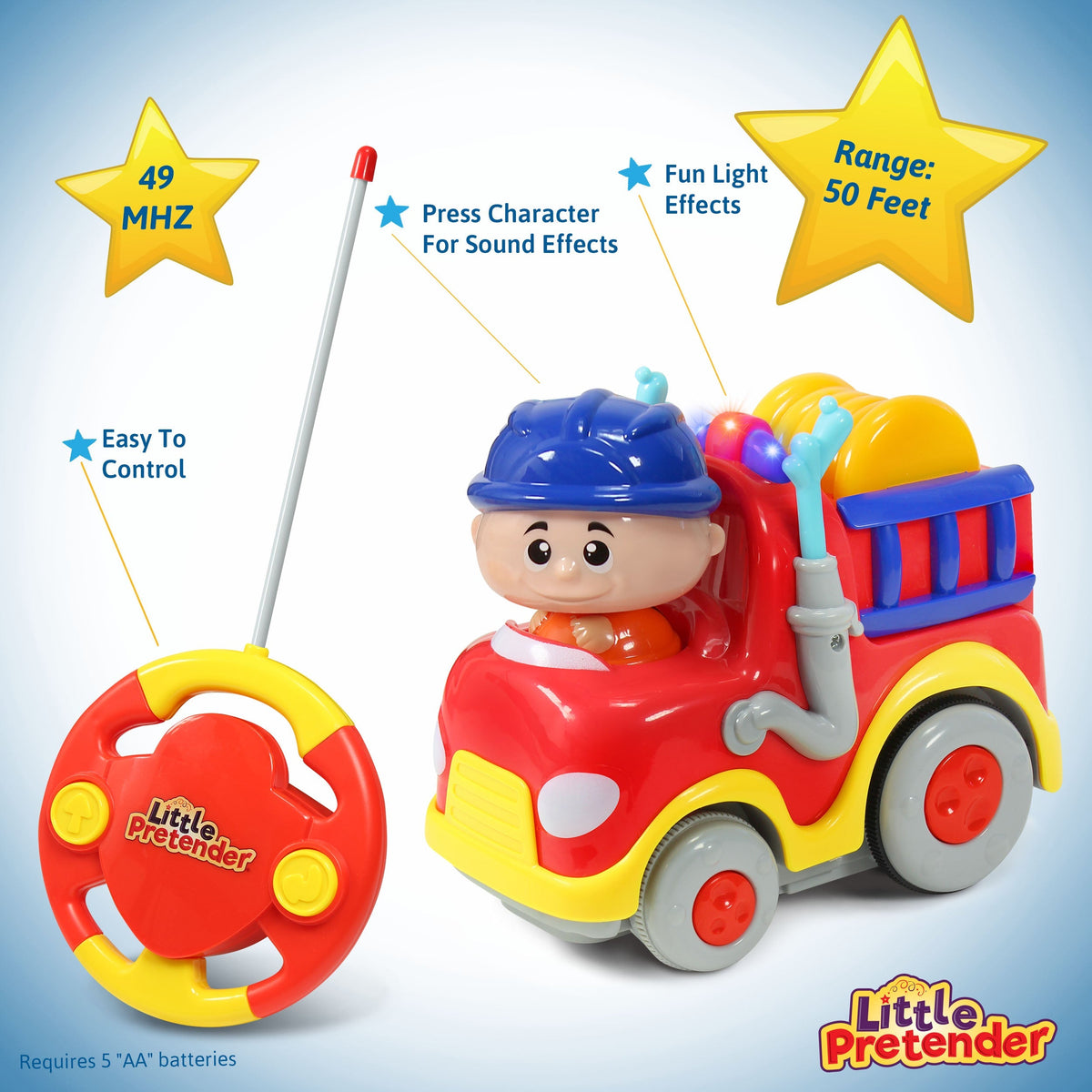 Little Pretender My First RC Fire Truck - Toddler Remote Control Toy — my-first lights, view 2 | Judaica Square Lakewood