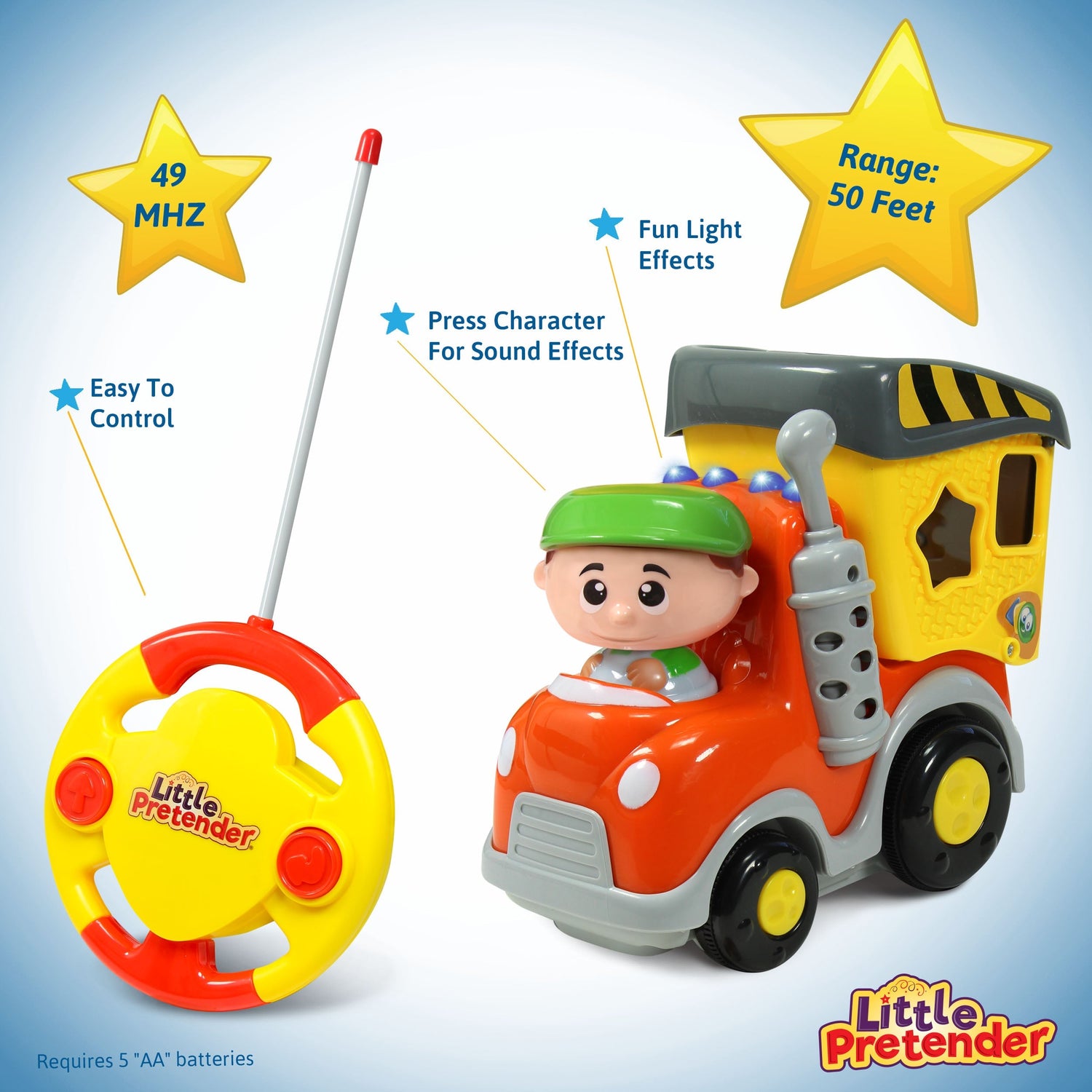 Little Pretender My First RC Garbage Truck - Toddler Remote Control Toy — my-first lights, view 3 | Judaica Square Lakewood