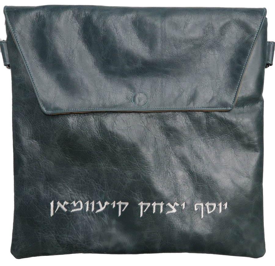 Personalization preview — Prestige Regal Leather Tallit & Tefillin Bag — Slate Distressed (135F-SL)