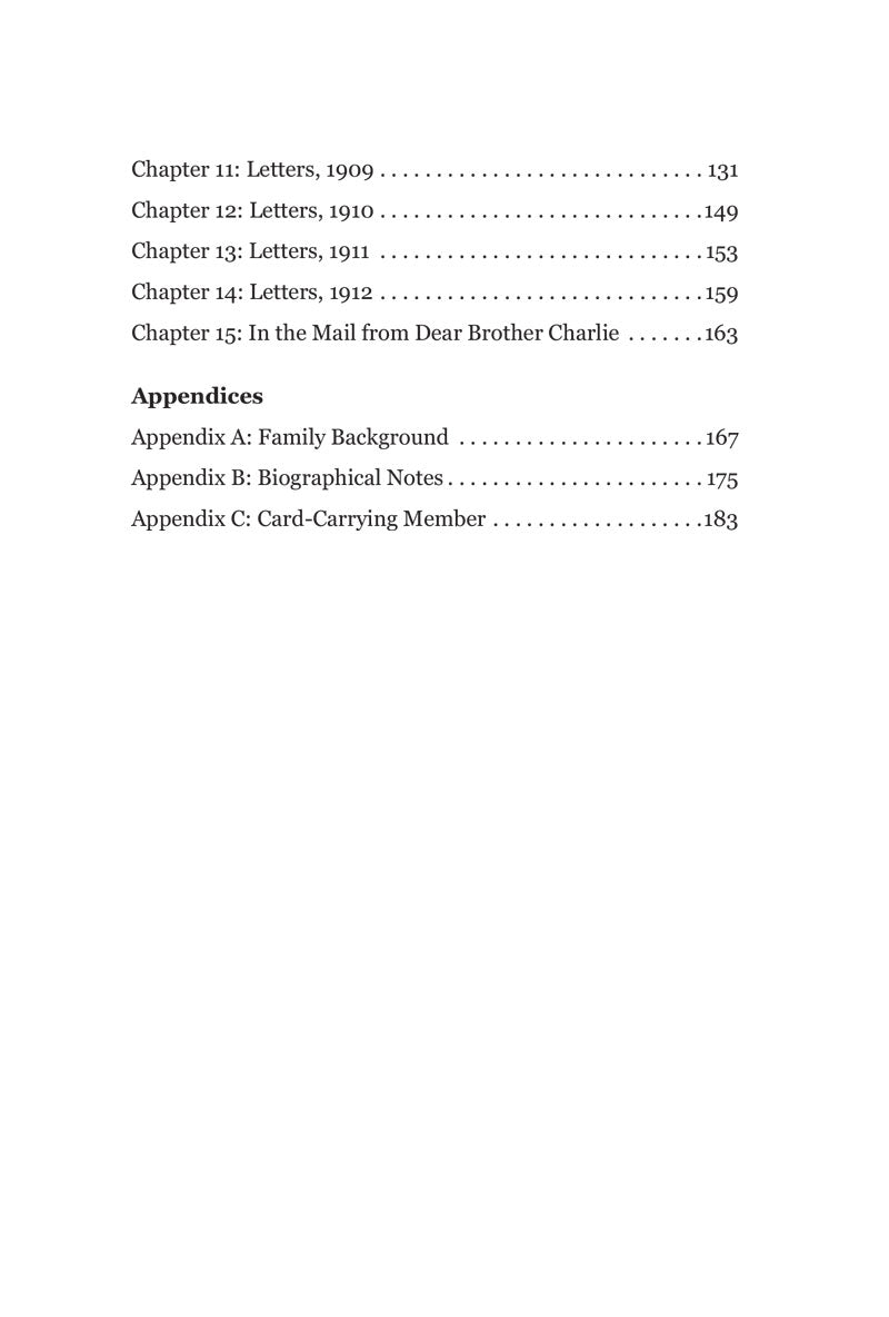 Table of contents continued — Part II Letters chapters and appendices