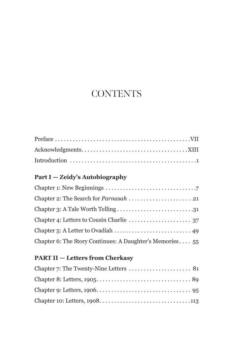 Table of contents listing Part I chapters, New Beginnings through Letters from Charlie