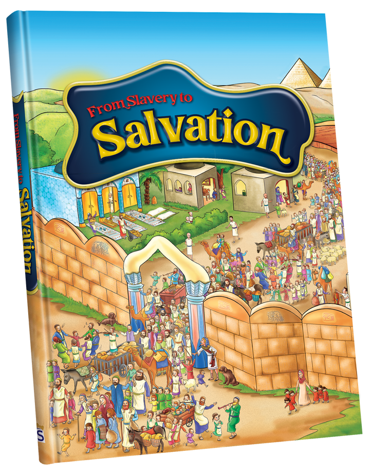 From Slavery to Salvation cover, crowds leaving Egypt through a city gate with pyramids behind
